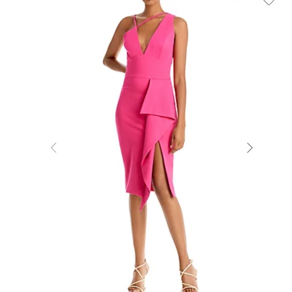 Lavish Alice Dress Pink Asymmetric Ponte Dress New Stretch All sizes bridesmaids - Picture 2 of 9